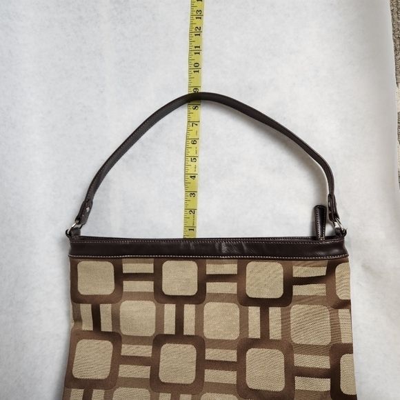 Shoulder bag Y2K Tote Hand bag Purse Vegan leather Cotton fabric Brown, tan - Picture 16 of 16